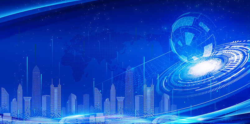 藍色科技感科技地球科技時代網絡科技展板背景